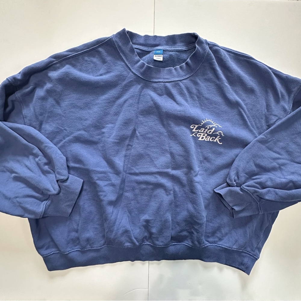 Old‎ Navy purple graphic print long sleeve crop sweatshirt women’s XXL
